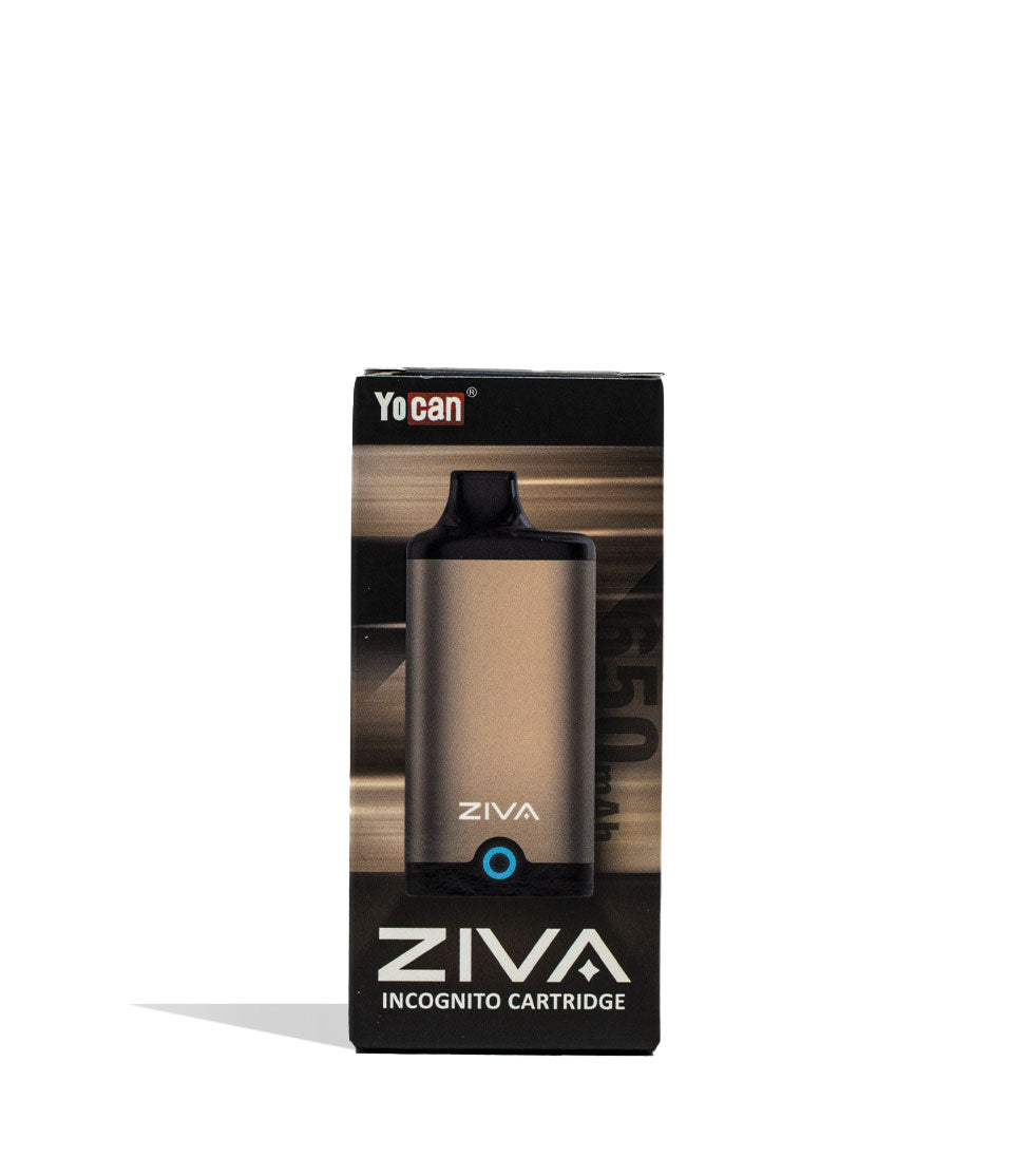 Gold Yocan ZIVA Smart Cartridge Vaporizer 10pk Packaging Single Front View on White Background