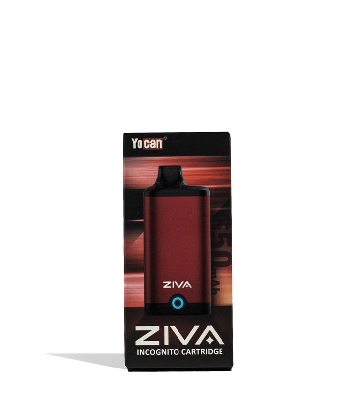 Red Yocan ZIVA Smart Cartridge Vaporizer 10pk Packaging Single Front View on White Background