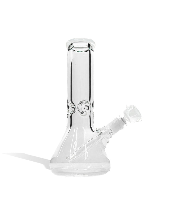 White 10 Inch 9mm Thick Beaker Water Pipe with Ice Pinch on white background