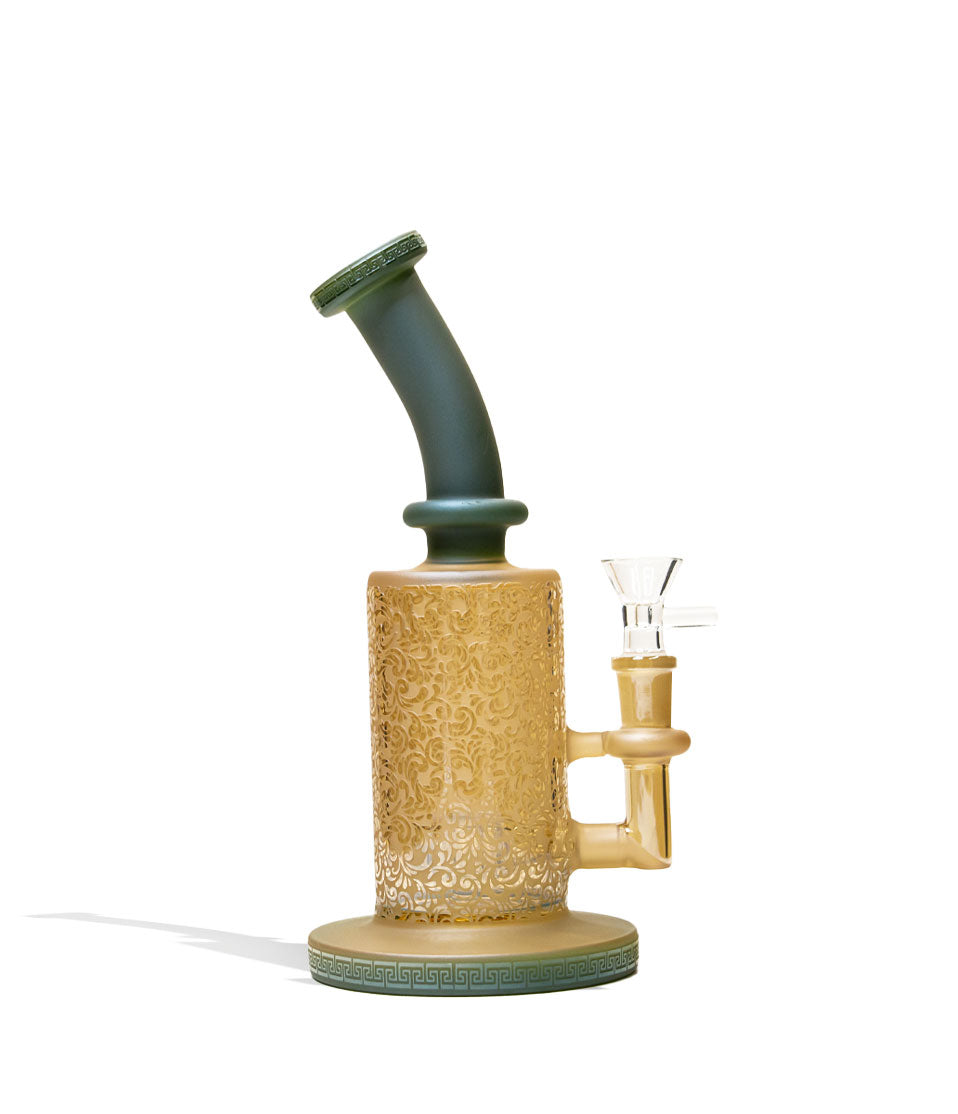 Jade Green 10 inch Water Pipe with Sandblasted and Electroplated Finish on white background