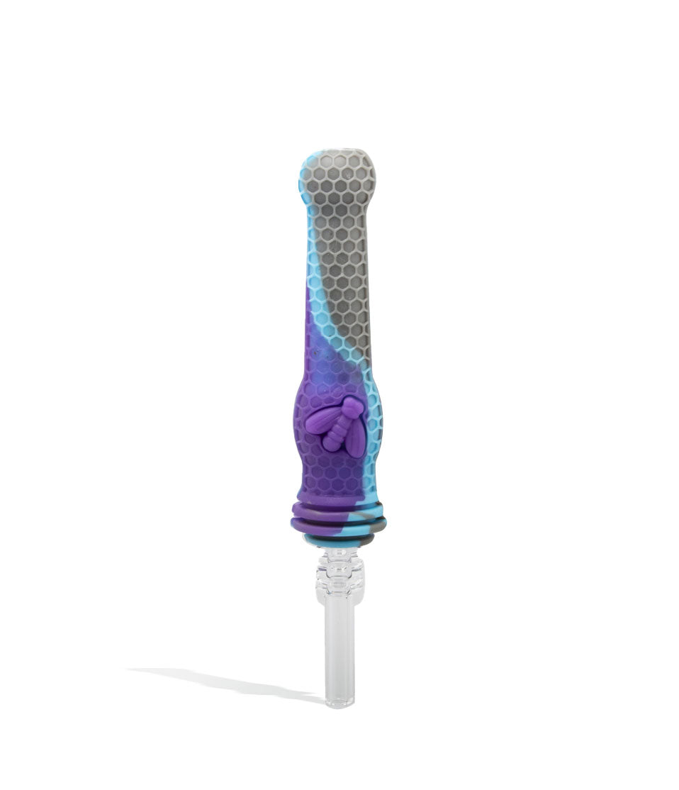 Purple/Blue/Grey 10mm Silicone Nectar Straw with QuartzTip on white background