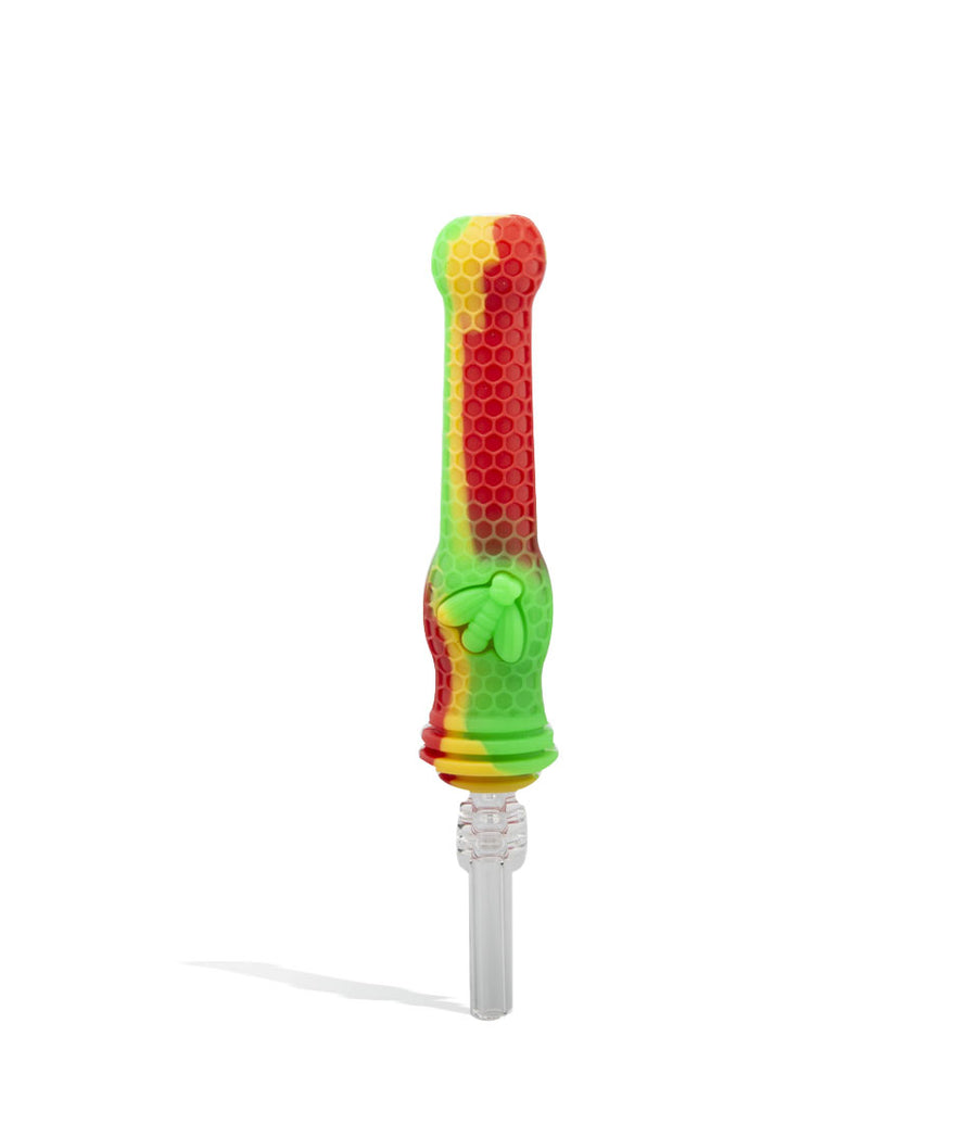 Red/Green/Yellow 10mm Silicone Nectar Straw with QuartzTip on white background
