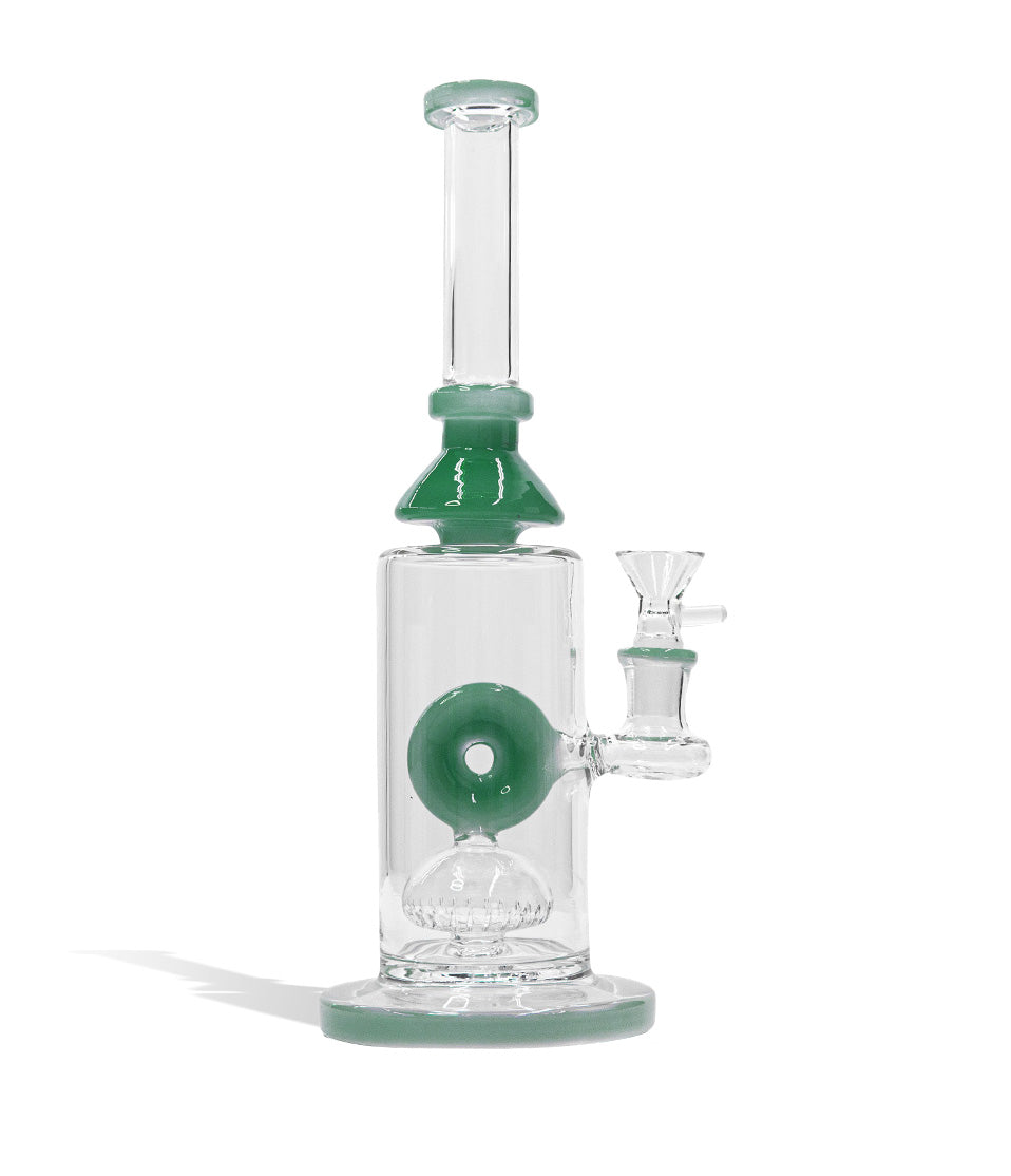 Lake Green 11 Inch Waterpipe with Donut Design and Funnel Bowl on white studio background
