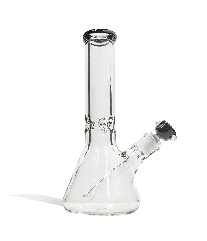 Grey 12 inch Beaker Water Pipe with Ice Pinch and Colored Bowl Front View on White Background