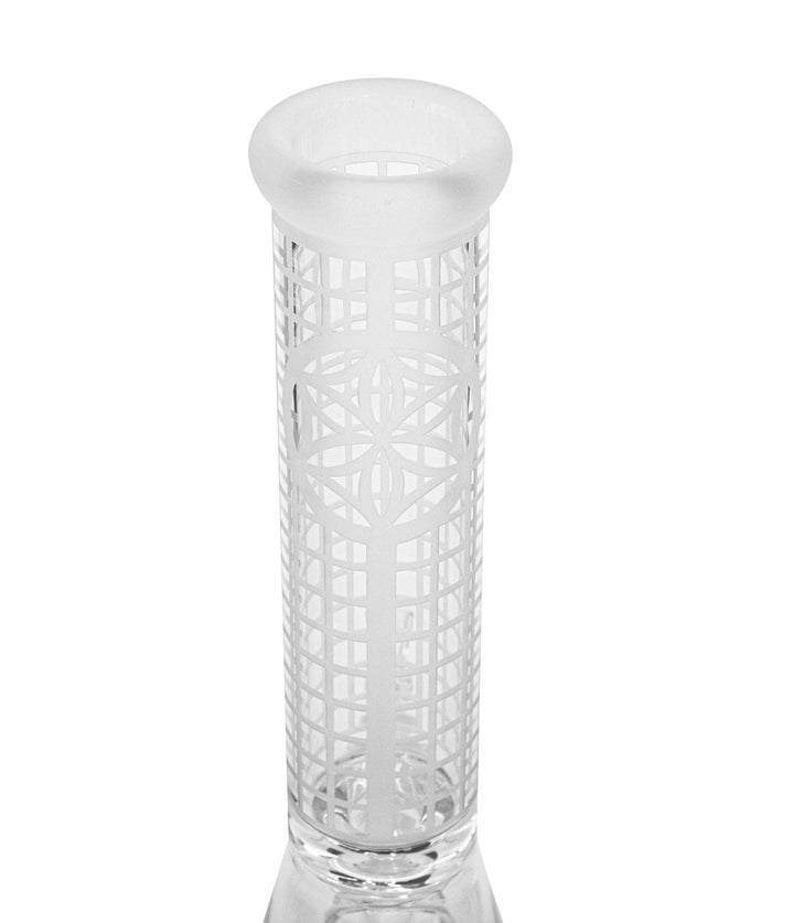 402-3 Tube view 14 Inch Premium Etched Water Pipe with Heavy Base on white studio background