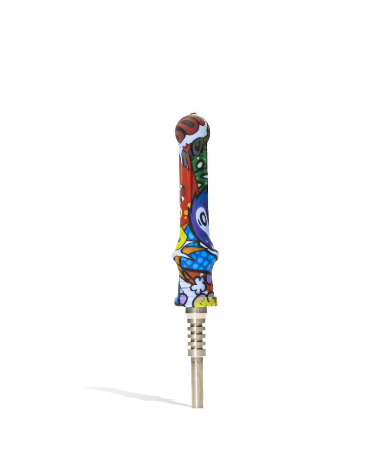 14mm Silicone Nectar Straw with Titanium Tip Custom Design on white background