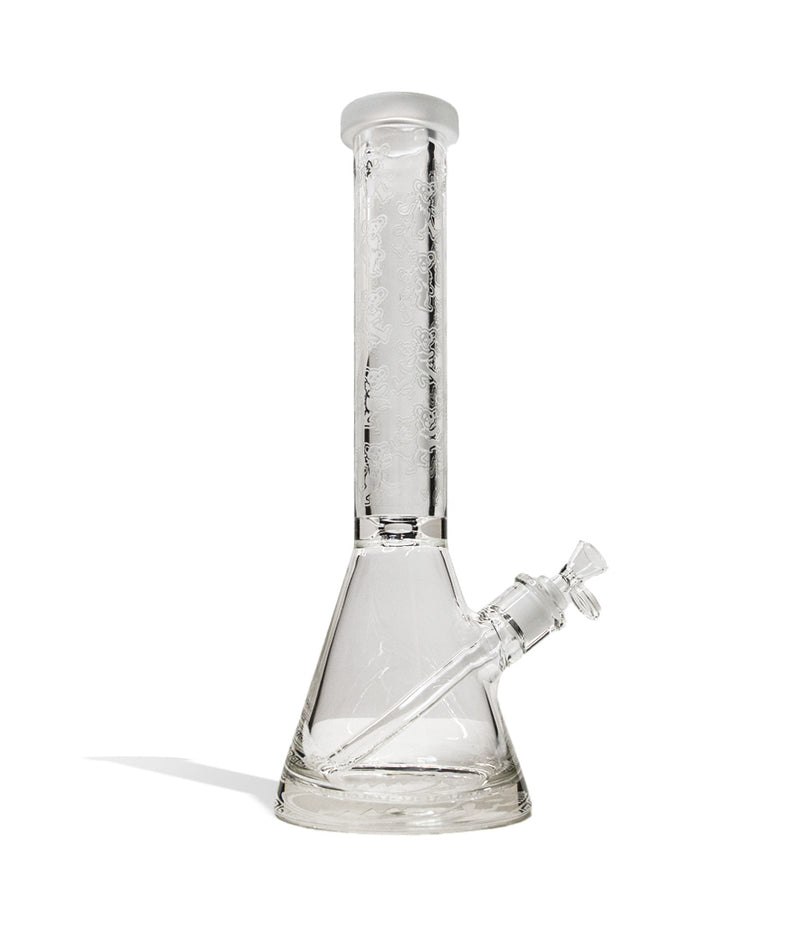 15 Inch Etched Water Pipe with Extra Thick Base Front View on White Background