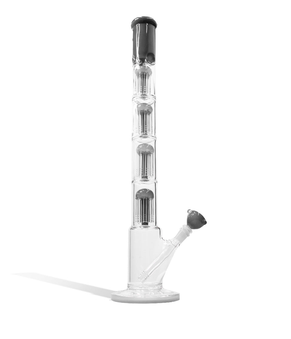 Grey 24 Inch Quad Perc Waterpipe with Color Matched Base and Mouthpiece on white background