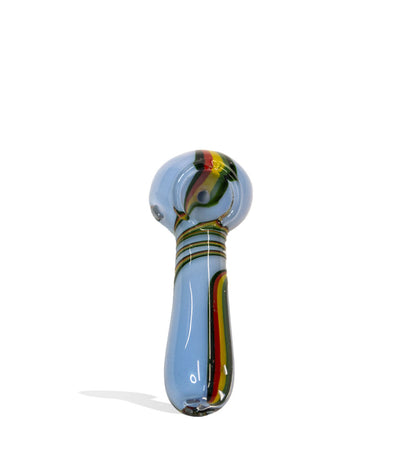 Blue 4 inch Milky Slime Hand Pipe with Rasta design on white background