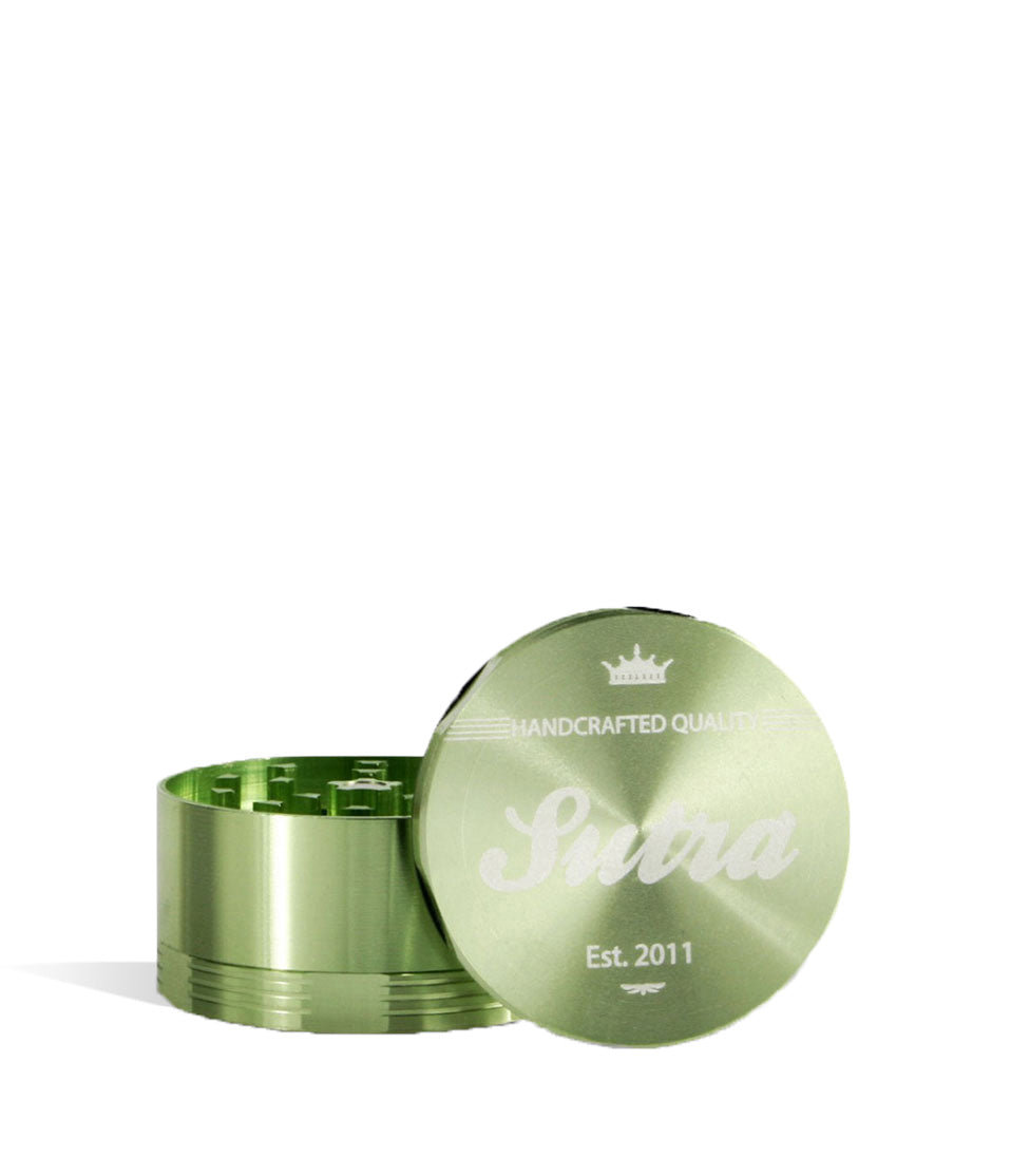 Green Sutra Vape Aluminum 4 Piece 50mm Grinder on white studio background