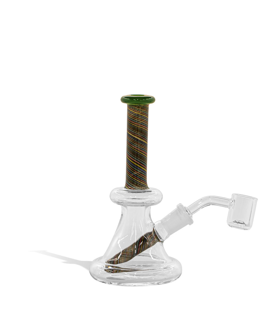 6 inch Colored Striped Waterpipe with built in 14mm Downstem on white background