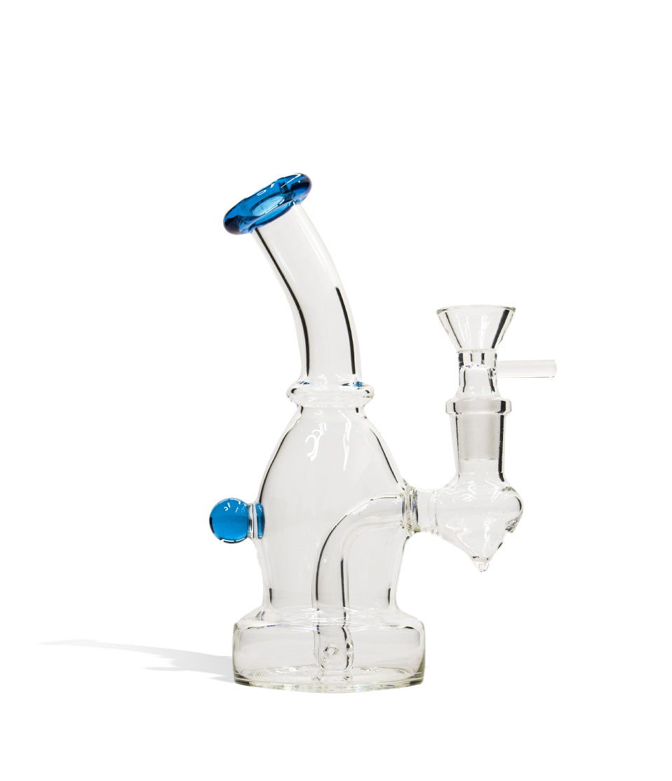 Blue 6 Inch Glass Water Pipe with Colored Lip on white studio background