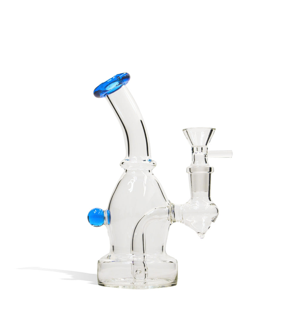Light Blue 6 Inch Glass Water Pipe with Colored Lip on white studio background