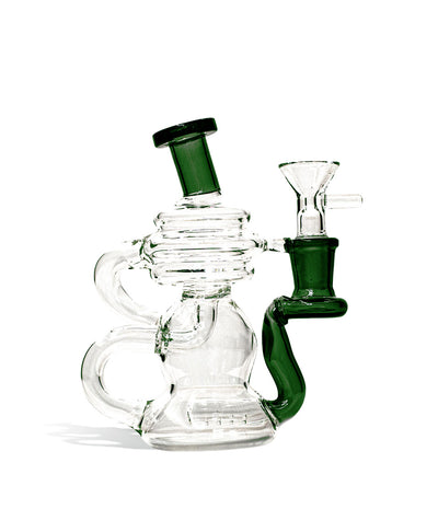Green 6 Inch Recycler Water pipe with Colored Mouthpiece on white background