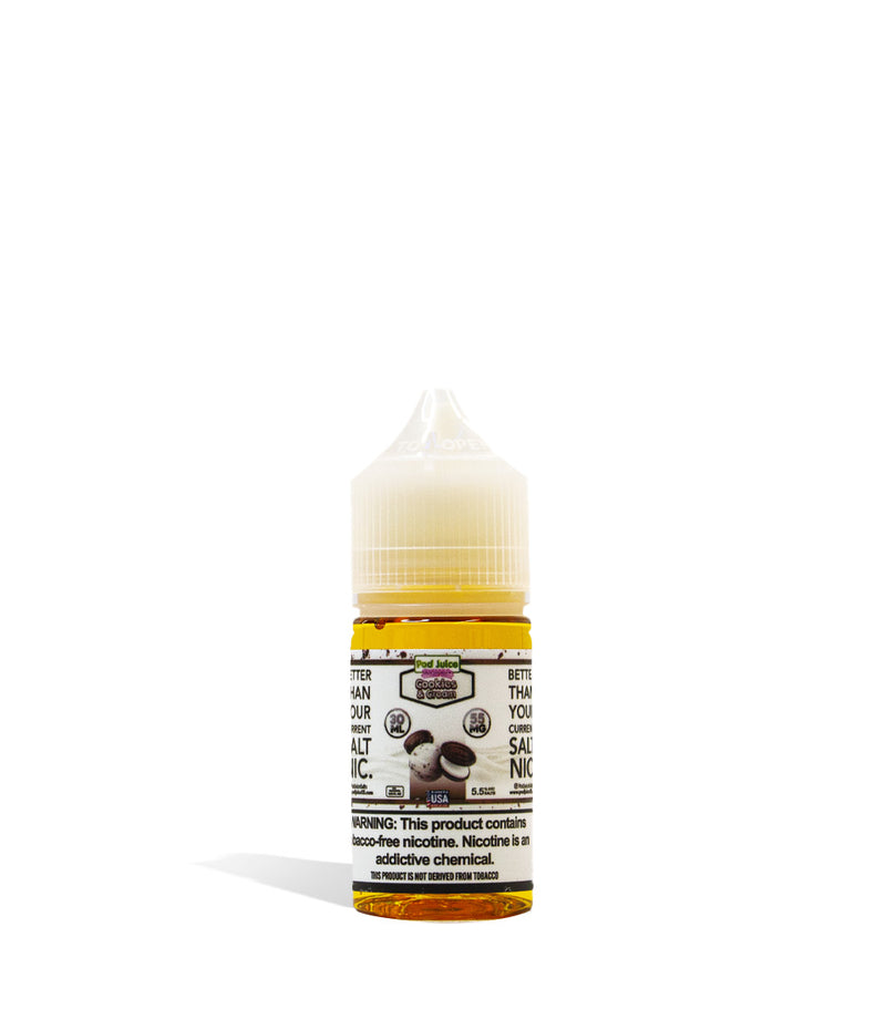 Cookies and Cream Pod Juice Salt Nicotine 30ML 55MG on white background