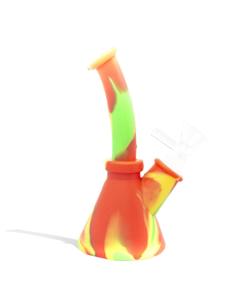 Red/Yellow/Green 7 inch Silicone Water Pipe w/ Silicone Downstem and Glass Bowl
