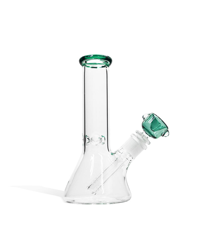 Jade Green 8 inch Beaker Water Pipe with Ice Pinch and Colored Bowl on white background
