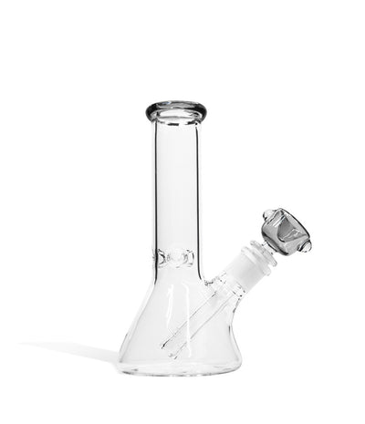 Smokey Grey 8 inch Beaker Water Pipe with Ice Pinch and Colored Bowl on white background