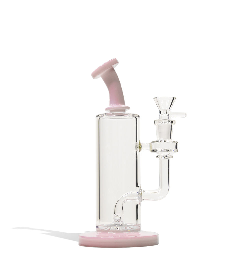 Pink 8 Inch Mini Rig with Colored Mouthpiece and Base on white background