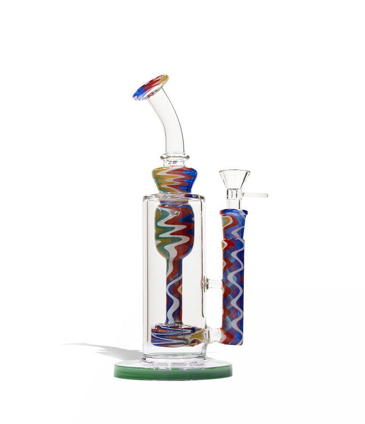 Jade Green 9 Inch Dab Rig with Color Matched Perc and Mouthpiece on white studio background