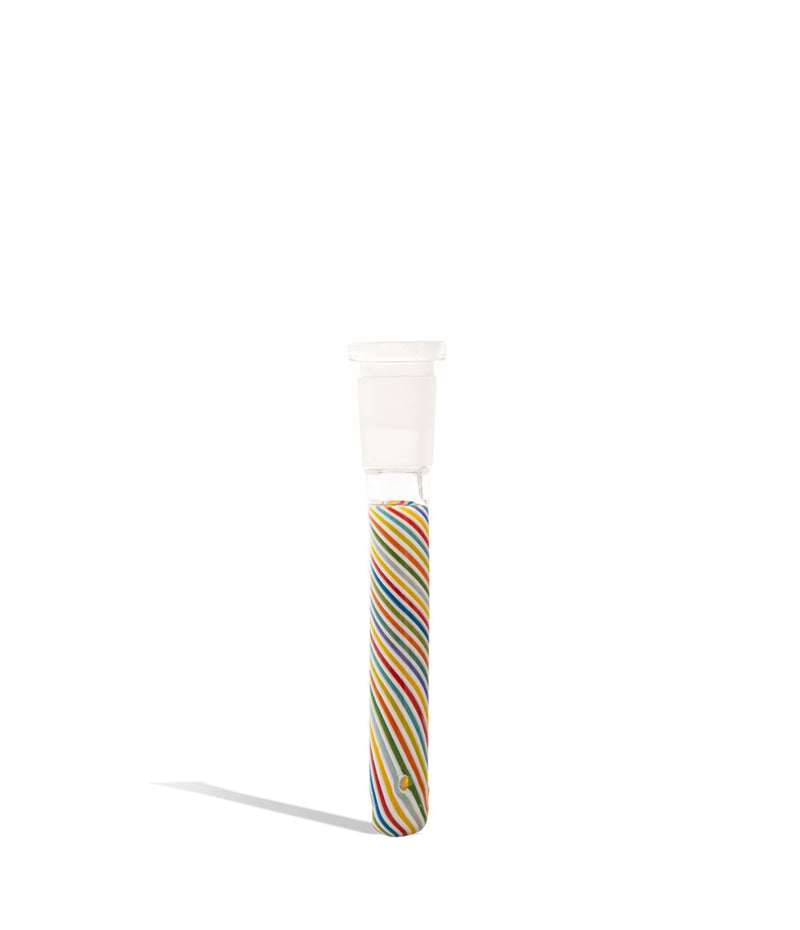 Clear/Rainbow 3.5 inch 14mm Downstem with Chromatic Swirl Design on white background