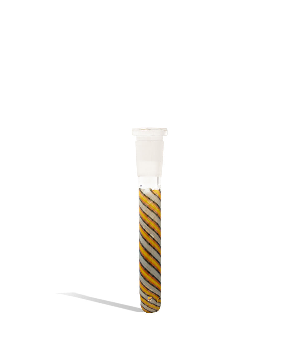 Clear/Yellow 3.5 inch 14mm Downstem with Chromatic Swirl Design on white background