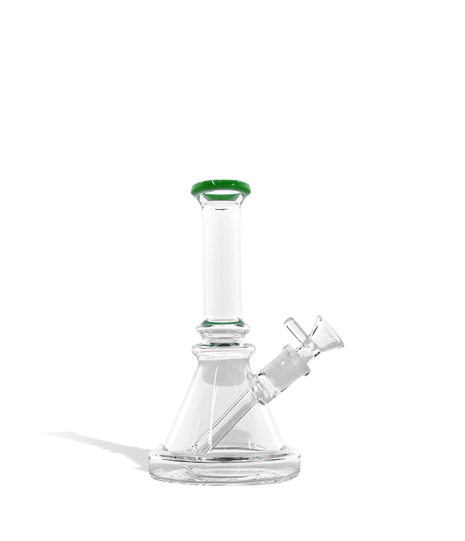 Green 7 inch 5mm Thick Glass Banger Hanger with Funnel Bowl on white studio background
