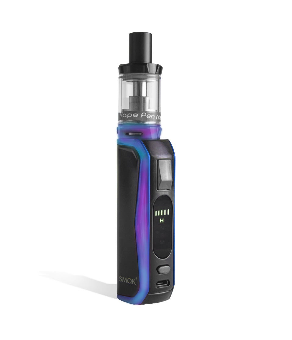 Black 7-Color side view with tank on SMOK PRIV N19 30w Starter Kit on white studio background