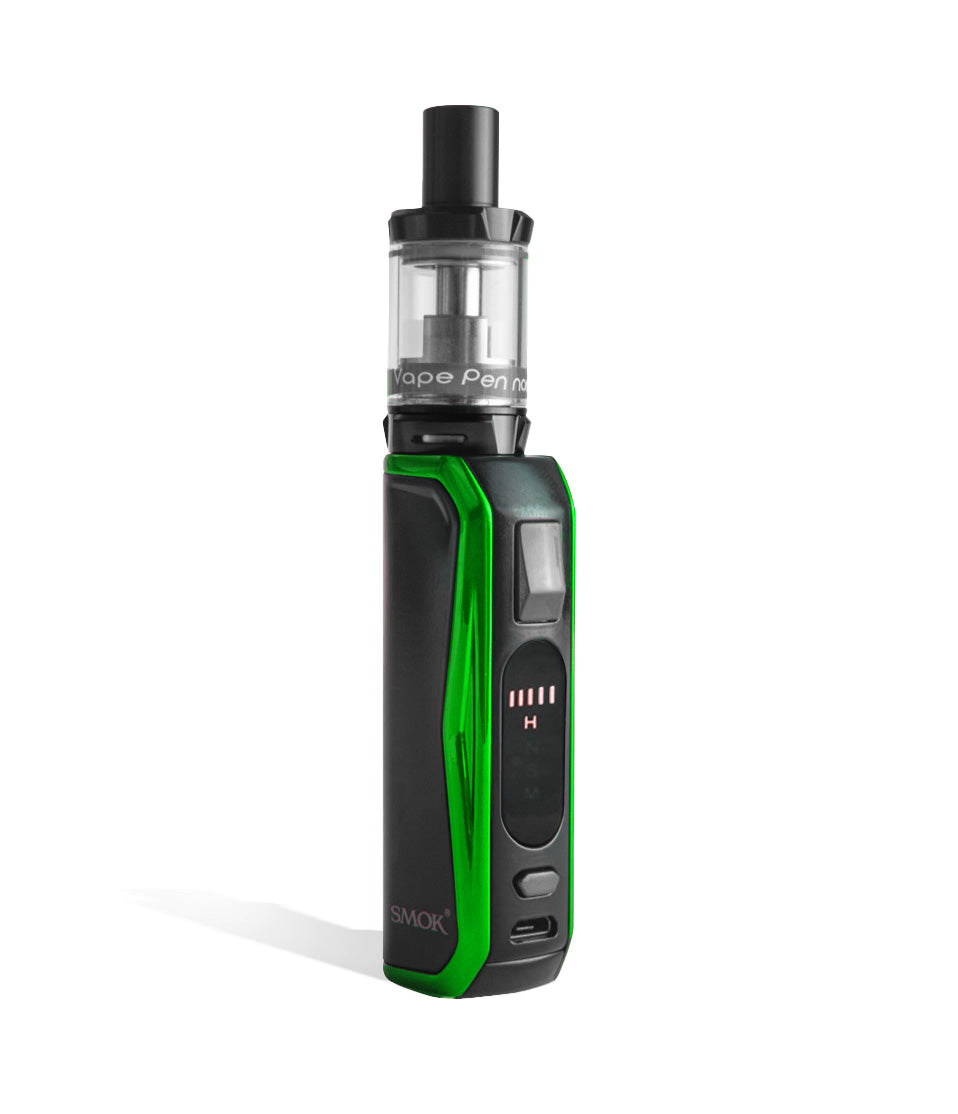 Black Green side view with tank on SMOK PRIV N19 30w Starter Kit on white studio background