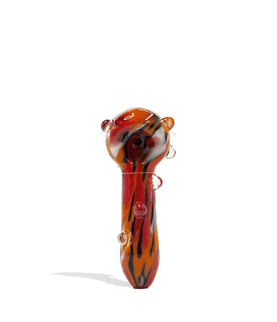 Red Empire Glassworks Assorted Psychedelic Spoon Handpipe 4pk on white background