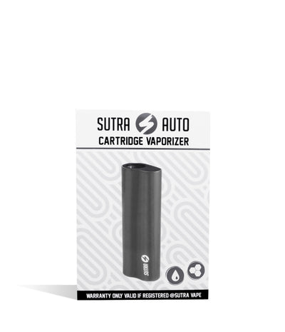 Gunmetal packaging Sutra Vape Auto Cartridge Vaporizer on white background