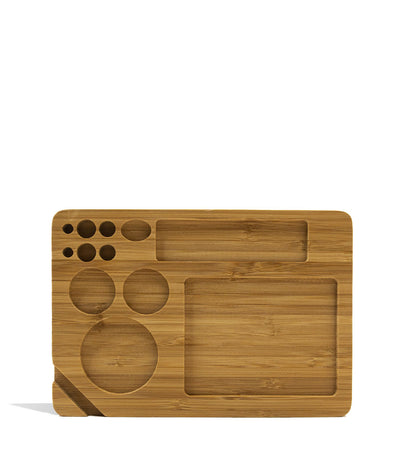 Bamboo Rolling Tray with Accessory Cutouts Front View on White Background