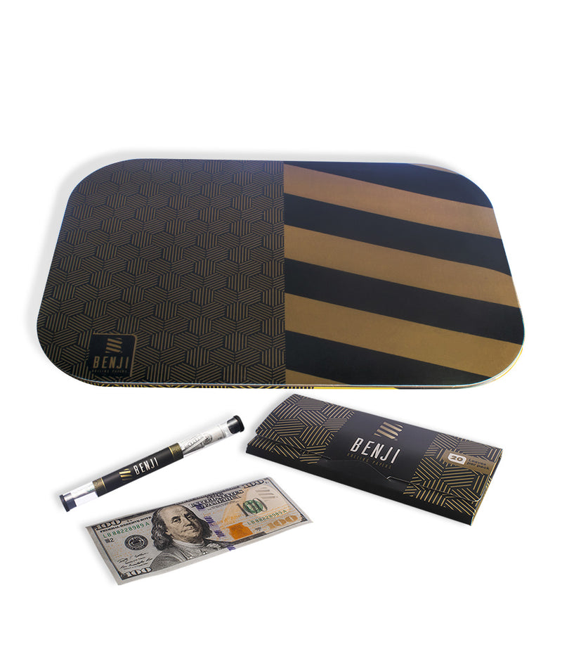 Assorted Benji OG Rolling Paper and Tray with Magnetic Lid Bundle on white background