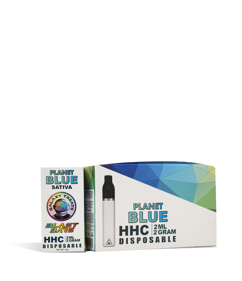 Planet Blue Galaxy Treats Blast Bars 2g HHC Disposable 5pk on white studio background