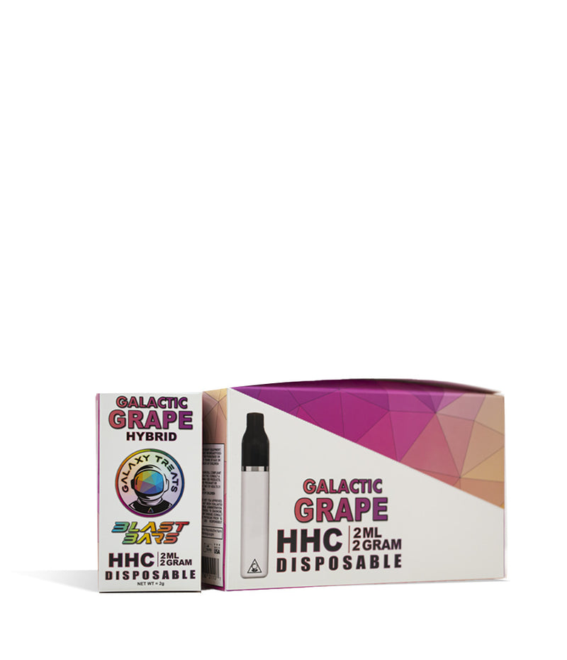 Galactic Grape Galaxy Treats Blast Bars 2g HHC Disposable 5pk on white studio background
