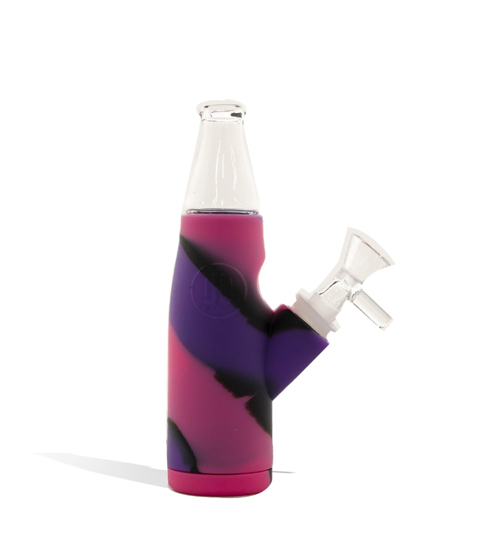 Pink Purple Bottle Shaped Silicone Waterpipe on white background