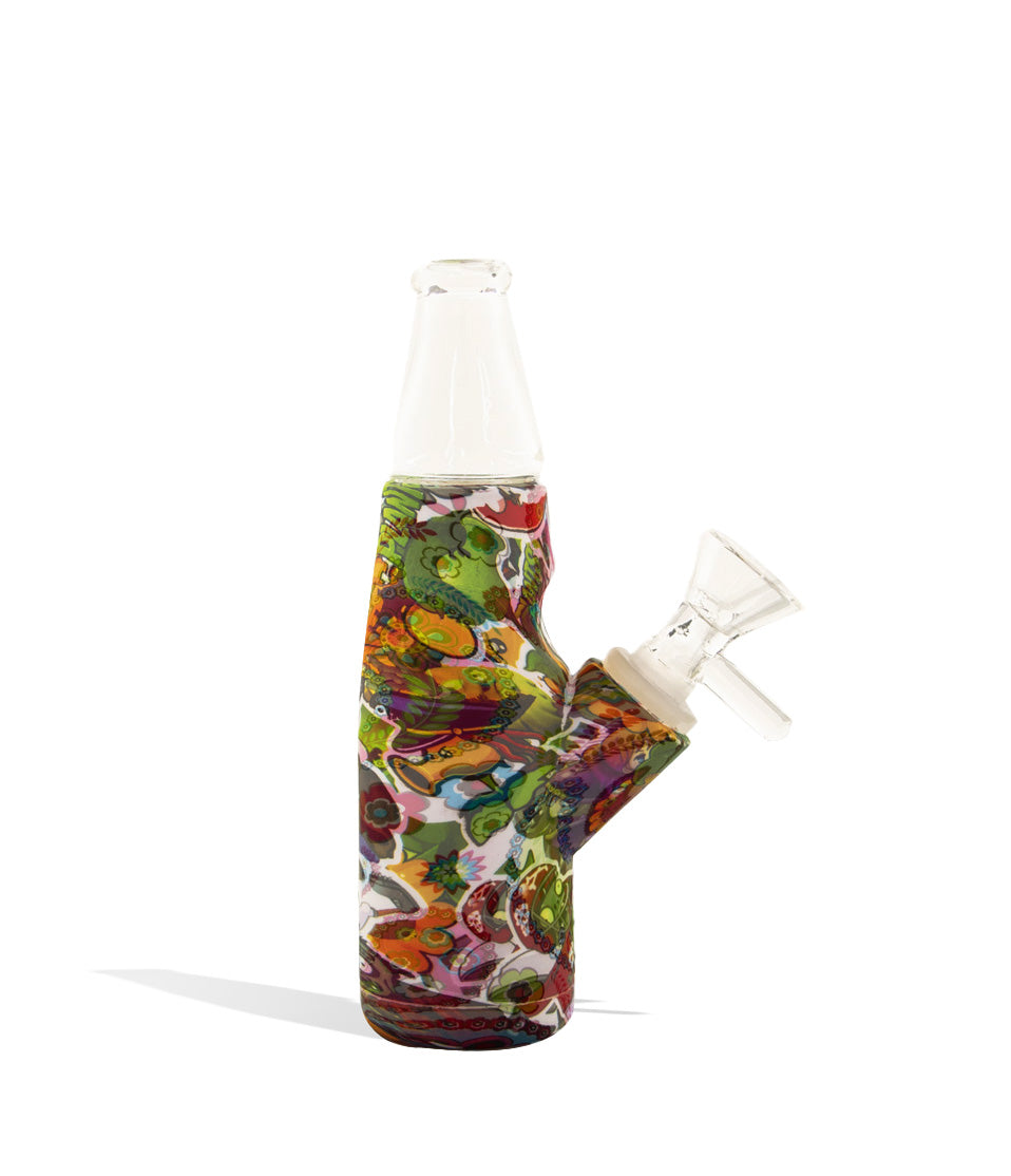 Cartoon Bottle Shaped Silicone Waterpipe with Custom Designs on white background
