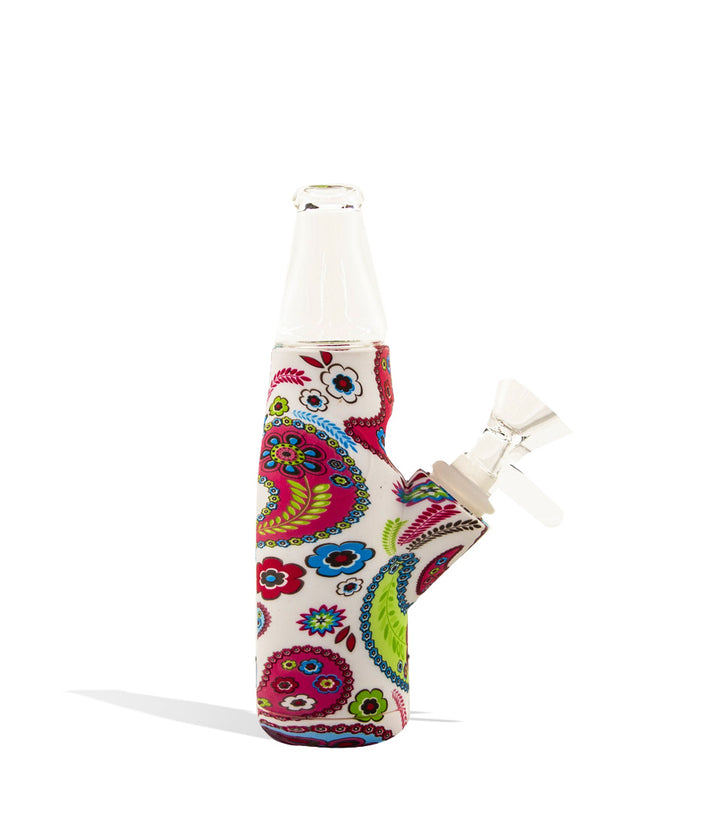 Flowers Bottle Shaped Silicone Waterpipe with Custom Designs on white background