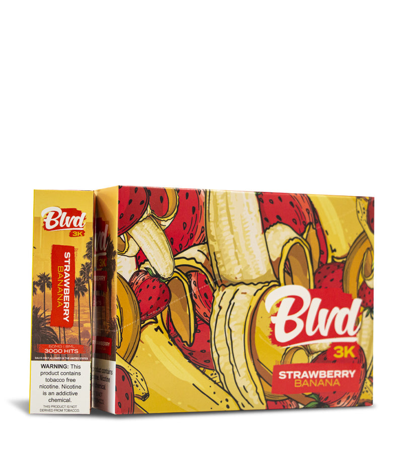 Strawberry Banana BLVD 3000 Disposable 10pk on white studio background