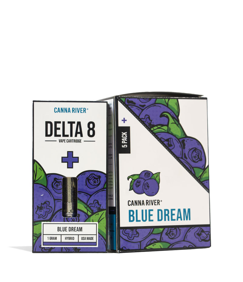 Blue Dream Canna River 1g D8 Cartridge 5pk Front View on White Background