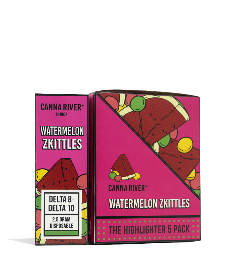 Watermelon Zkittles Canna River 2.5g D8 and D10 Highlighter Disposable 5pk Front View on White Background