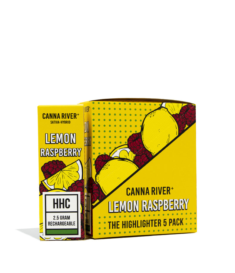 Lemon Raspberry Canna River 2.5g HHC Disposable 5pk on white background
