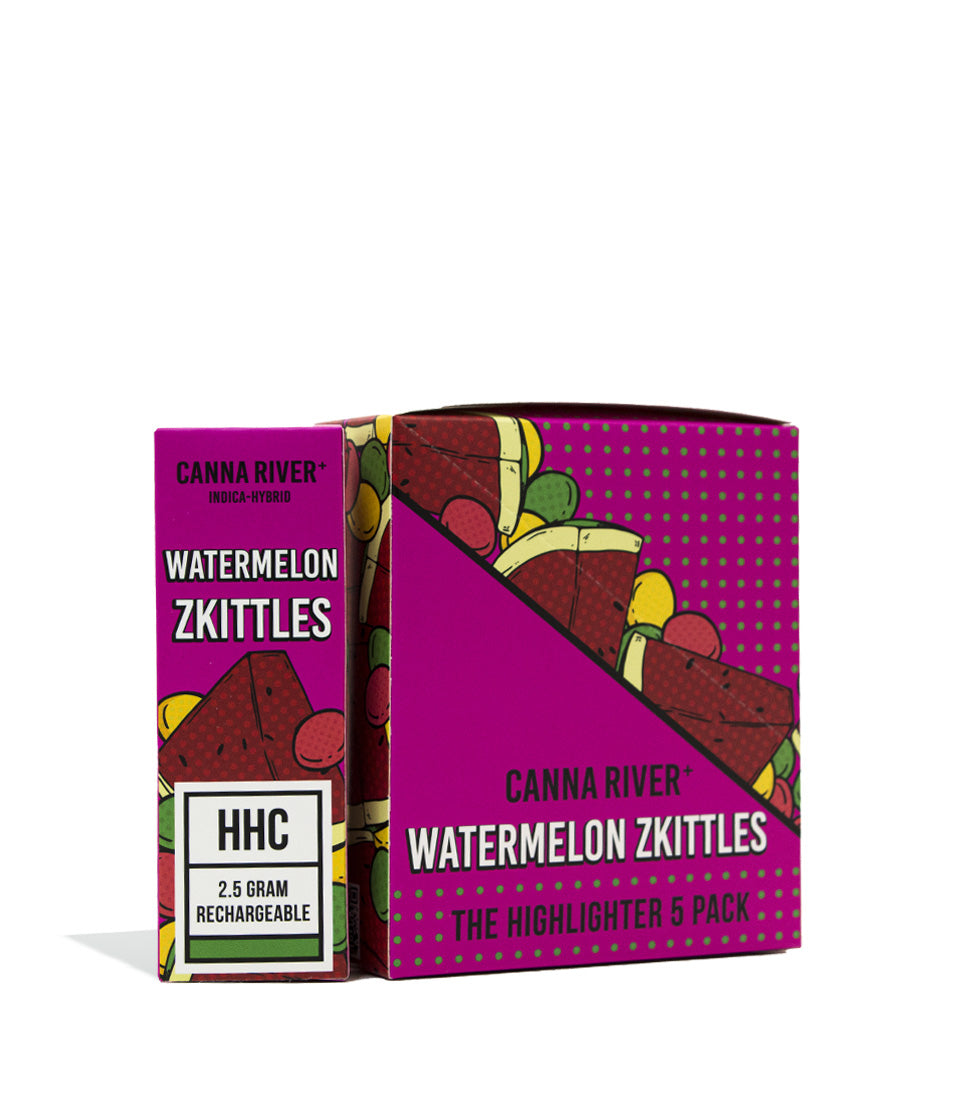 Watermelon Zkittles Canna River 2.5g HHC Disposable 5pk on white background