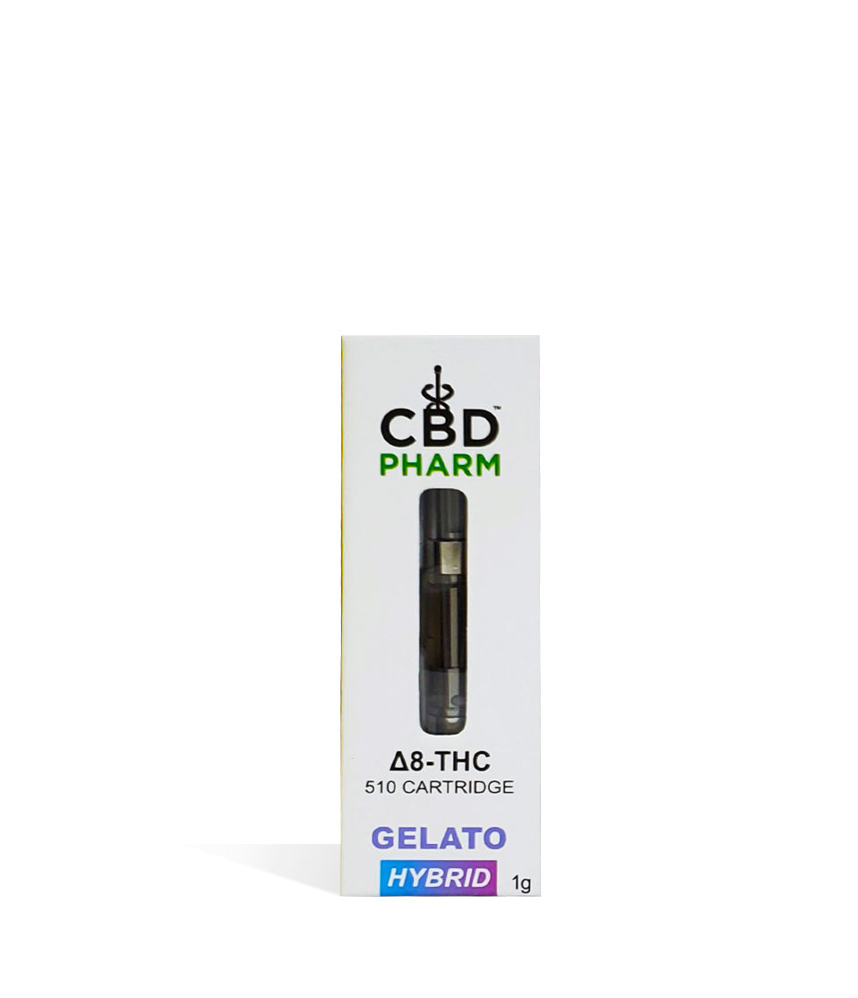 CBD Pharm 1g D8 Cartridge Gelato on white background