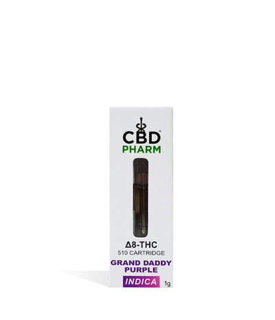 CBD Pharm 1g D8 Cartridge Grand Daddy Purple on white background