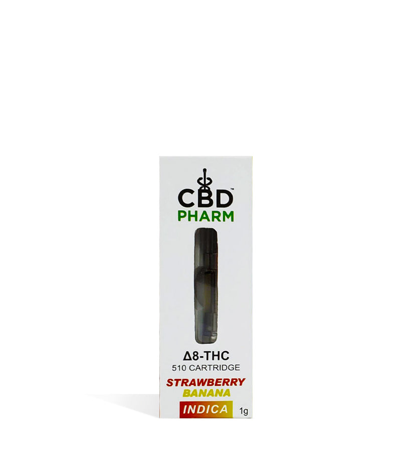 CBD Pharm 1g D8 Cartridge Strawberry Banana on white background