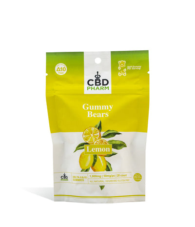 Lemon CBD Pharm 1000mg D8 | D10 Gummies on white background
