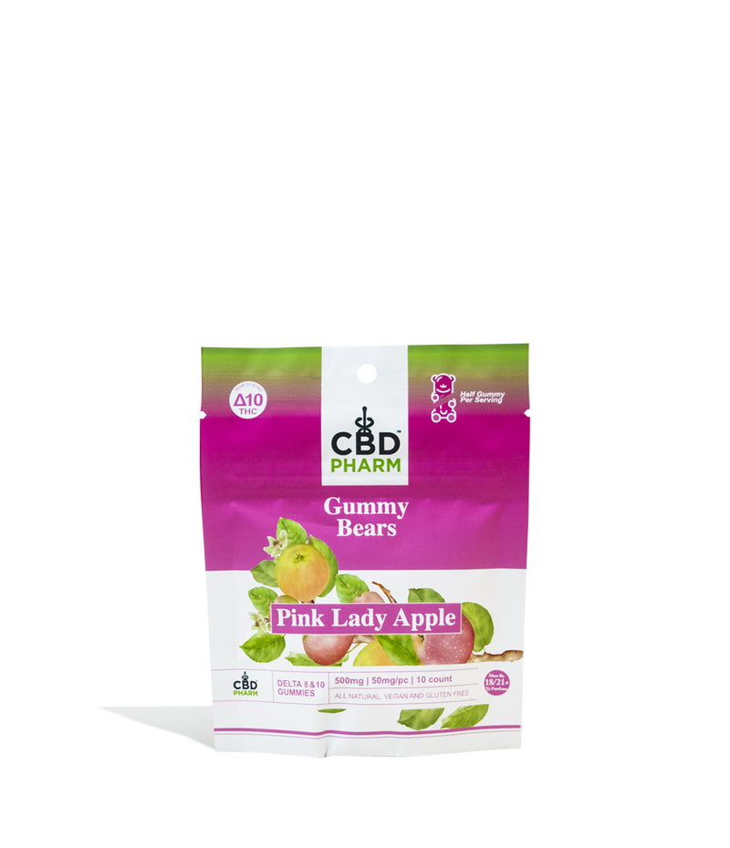 Pink Lady Apple CBD Pharm 500mg D8 | D10 Gummies on white background