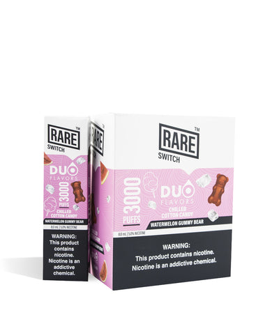 Chilled Cotton Candy/Watermelon Gummy Bear Rare Switch Disposable 10pk on white studio background