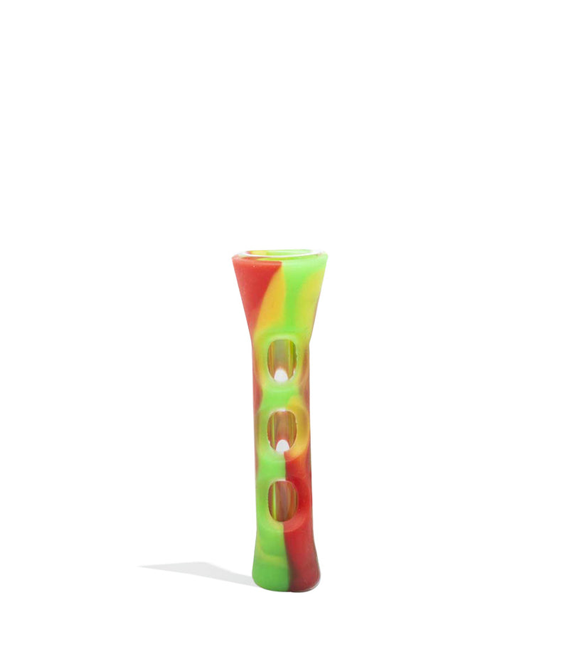 Green/Yellow/Red 3.5 Inch Silicone Chillum Glass Insert on white background